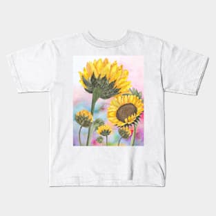 watercolor sunflowers guardin artwork Kids T-Shirt